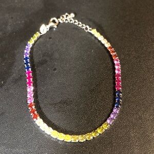 NEW Sterling Silver 925 Multicolor Tennis Bracelet